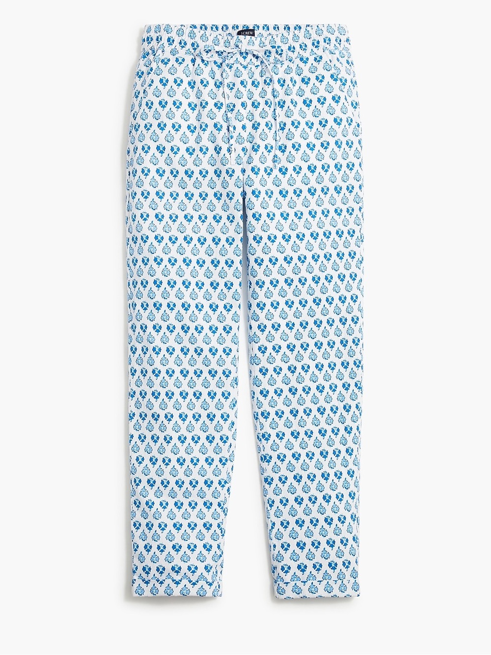 J. Crew Linen-Cotton Printed Drawstring Pull-On Pant, Size 0